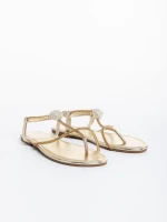 Sandale dama aurii din piele ecologica Aleyna