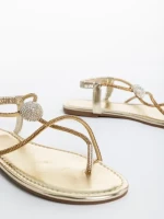 Sandale dama aurii din piele ecologica Aleyna