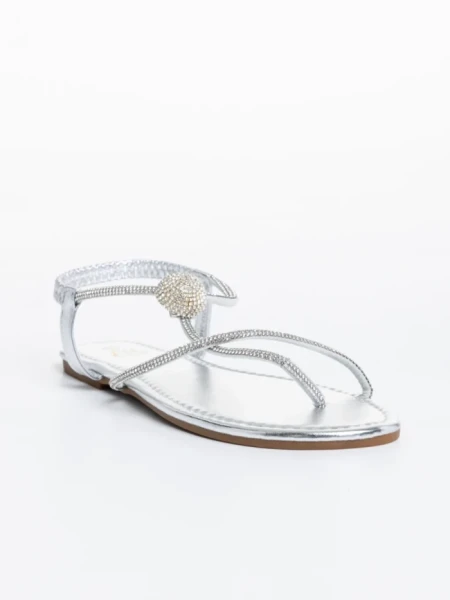 Sandale dama argintii din piele ecologica Aleyna