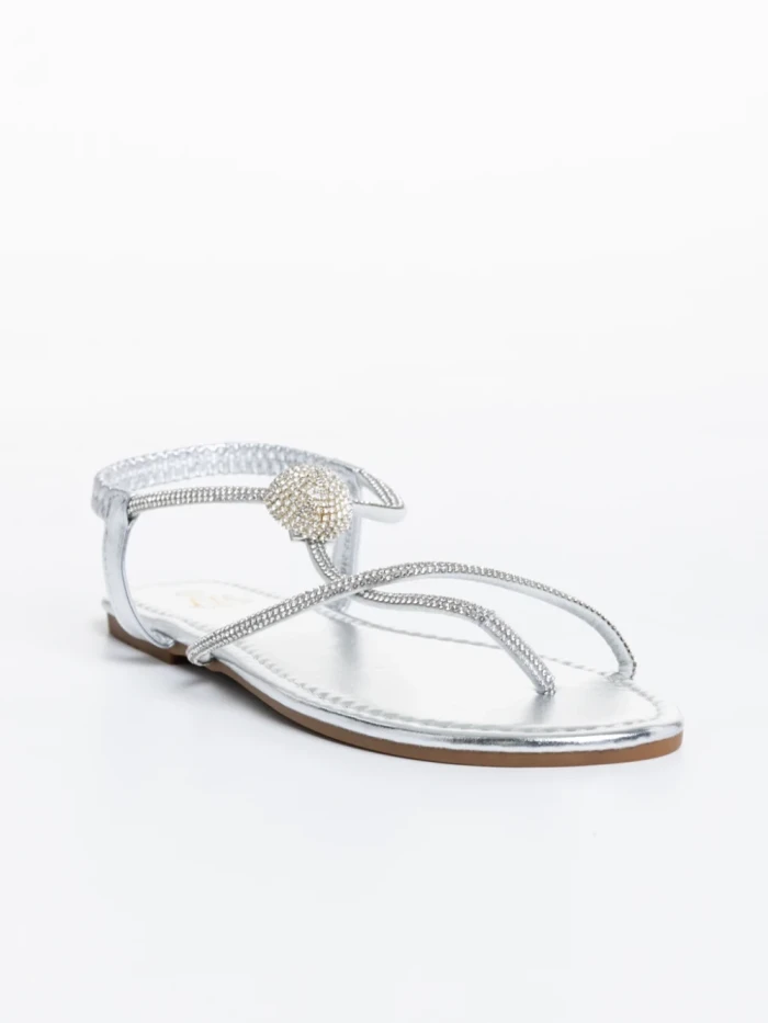 Sandale dama argintii din piele ecologica Aleyna