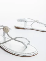 Sandale dama argintii din piele ecologica Aleyna