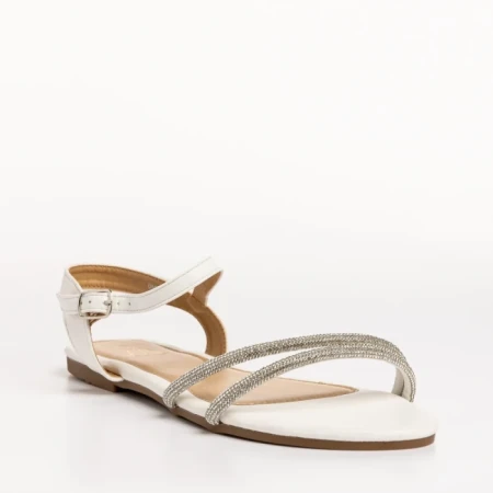 Sandale dama albe din piele ecologica Annica