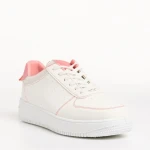 Pantofi sport dama albi cu roz din piele ecologica Amista