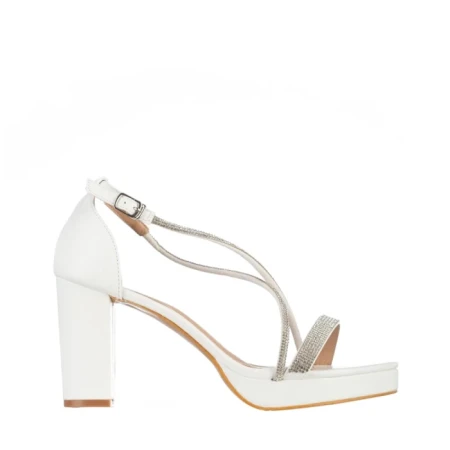 Sandale dama albe din piele ecologica Clarisa