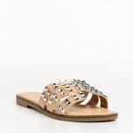 Papuci dama bej din piele ecologica Alida