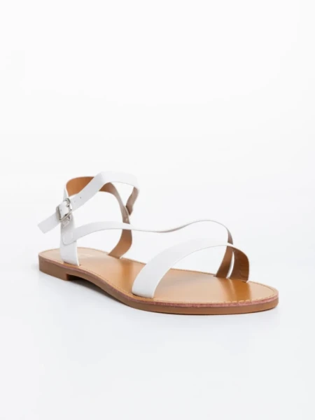 Sandale dama albe din piele ecologica Albertina