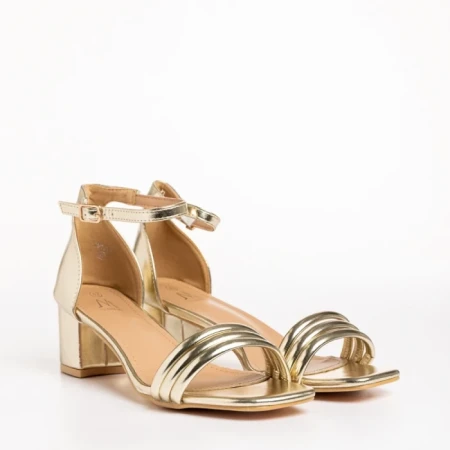 Sandale dama aurii din piele ecologica Caprina