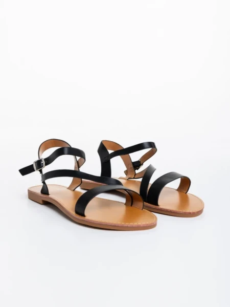 Sandale dama negre din piele ecologica Albertina