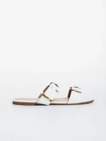 Papuci dama albi din piele ecologica Ivanna