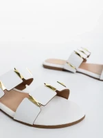 Papuci dama albi din piele ecologica Ivanna