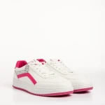 Pantofi sport dama albi cu fucsia din piele ecologica Damiana