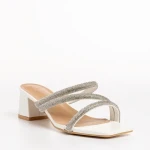 Papuci dama albi din piele ecologica Bernice