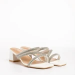 Papuci dama albi din piele ecologica Bernice