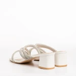 Papuci dama albi din piele ecologica Bernice