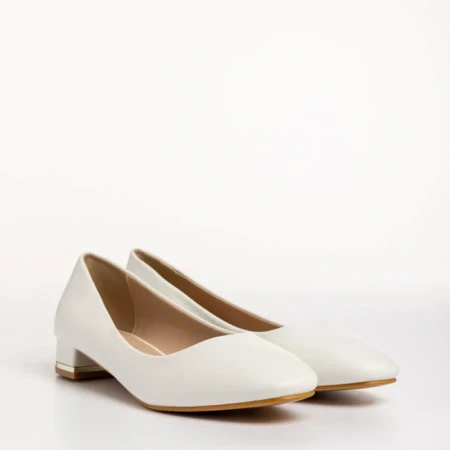 Pantofi dama albi din piele ecologica Bernarda