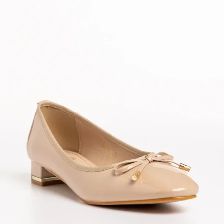 Pantofi dama bej din piele ecologica lacuita Braidy