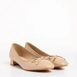 Pantofi dama bej din piele ecologica lacuita Braidy
