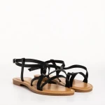 Sandale dama negre din piele ecologica Avaline