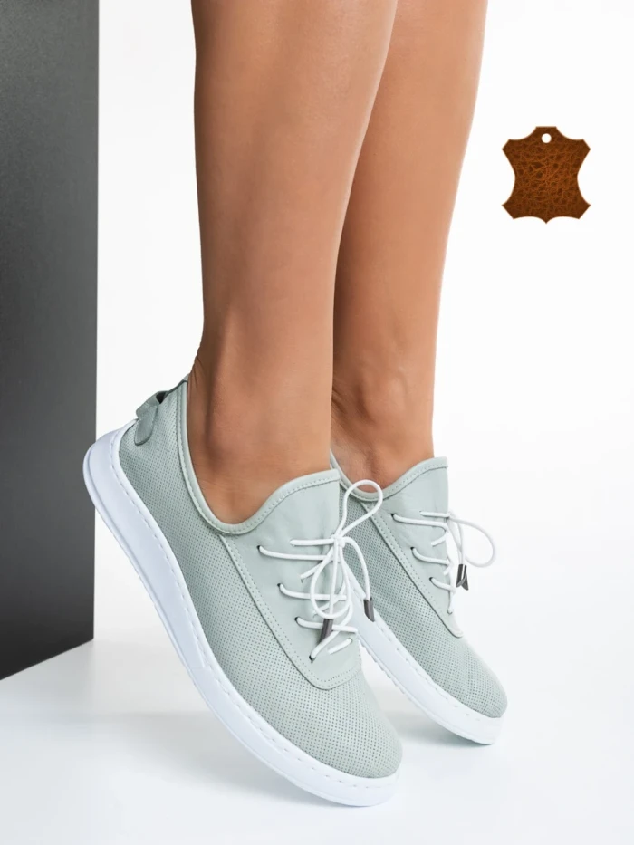 Pantofi casual dama verzi din piele naturala Nilda