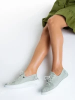 Pantofi casual dama verzi din piele naturala Nilda