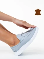 Pantofi casual dama albastri din piele naturala Nilda