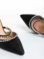 Papuci dama negre din material textil Florinda