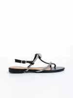 Sandale dama negre din material textil Linsay