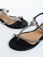 Sandale dama negre din material textil Linsay