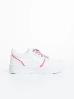 Pantofi sport dama albi cu roz din piele ecologica Gustava
