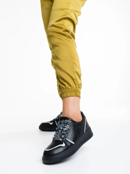 Pantofi sport dama negri din piele ecologica Gustava