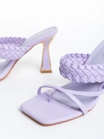 Papuci dama mov din piele ecologica Jacobina