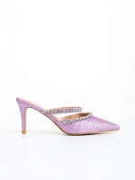 Papuci dama roz din material textil Florinda