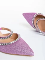 Papuci dama roz din material textil Florinda