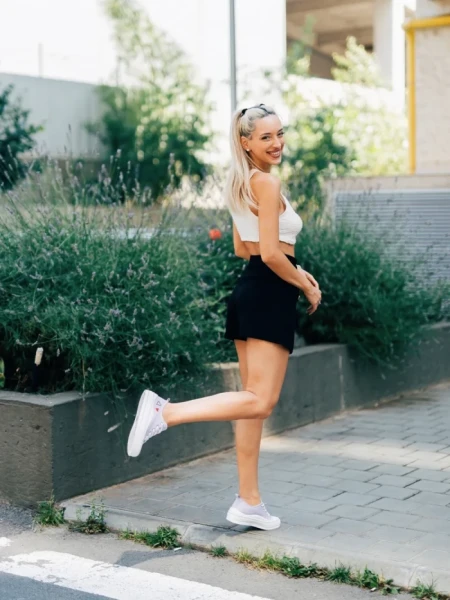 Tenisi dama mov din material textil Andreina