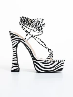 Sandale dama albe cu negru din piele ecologica Kimbra