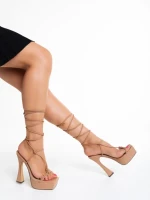 Sandale dama camel din piele ecologica Kimbra