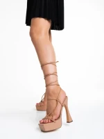 Sandale dama camel din piele ecologica Kimbra