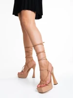 Sandale dama camel din piele ecologica Kimbra