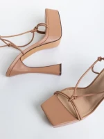 Sandale dama camel din piele ecologica Kimbra