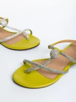 Sandale dama verzi din material textil Linsay