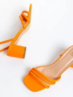 Sandale dama portocalii din piele ecologica Mariya