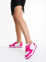 Pantofi sport dama albi cu fucsia din piele ecologica Narine