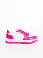 Pantofi sport dama albi cu fucsia din piele ecologica Narine