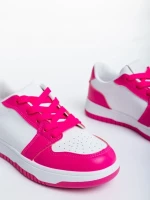 Pantofi sport dama albi cu fucsia din piele ecologica Narine
