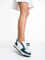 Pantofi sport dama albi cu verde din piele ecologica Narine