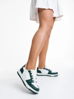 Pantofi sport dama albi cu verde din piele ecologica Narine