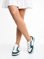 Pantofi sport dama albi cu verde din piele ecologica Narine