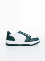 Pantofi sport dama albi cu verde din piele ecologica Narine