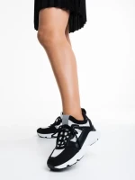 Pantofi sport dama albi cu negru din material textil Penny