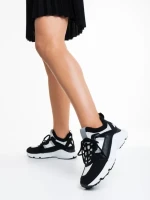 Pantofi sport dama albi cu negru din material textil Penny